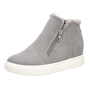 CUSHIONAIRE Women's Heaven Hidden Wedge Faux Shearling Sneaker +Memory Foam